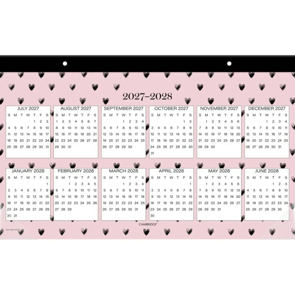 Mead Cambridge Cherish Academic 2026-2027 Monthly Desk Pad Calendar, Compact, 11" x 17 3/4"