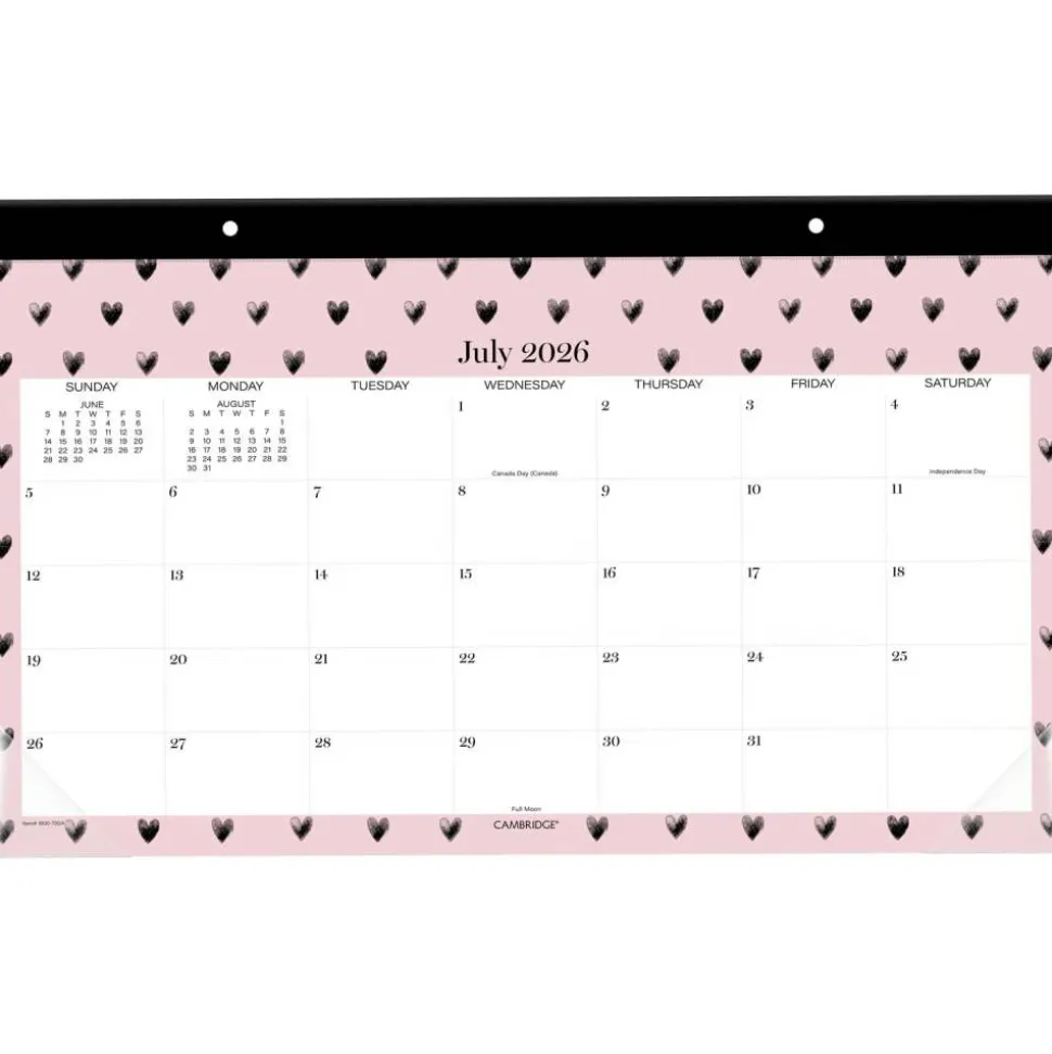 Mead Cambridge Cherish Academic 2026-2027 Monthly Desk Pad Calendar, Compact, 11" x 17 3/4"