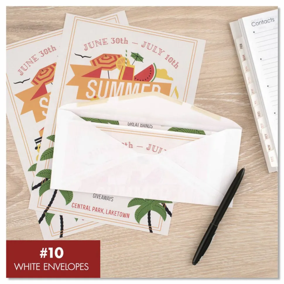 Mead #10 Envelopes, 4 1/8" x 9 1/2", White, 50 Count