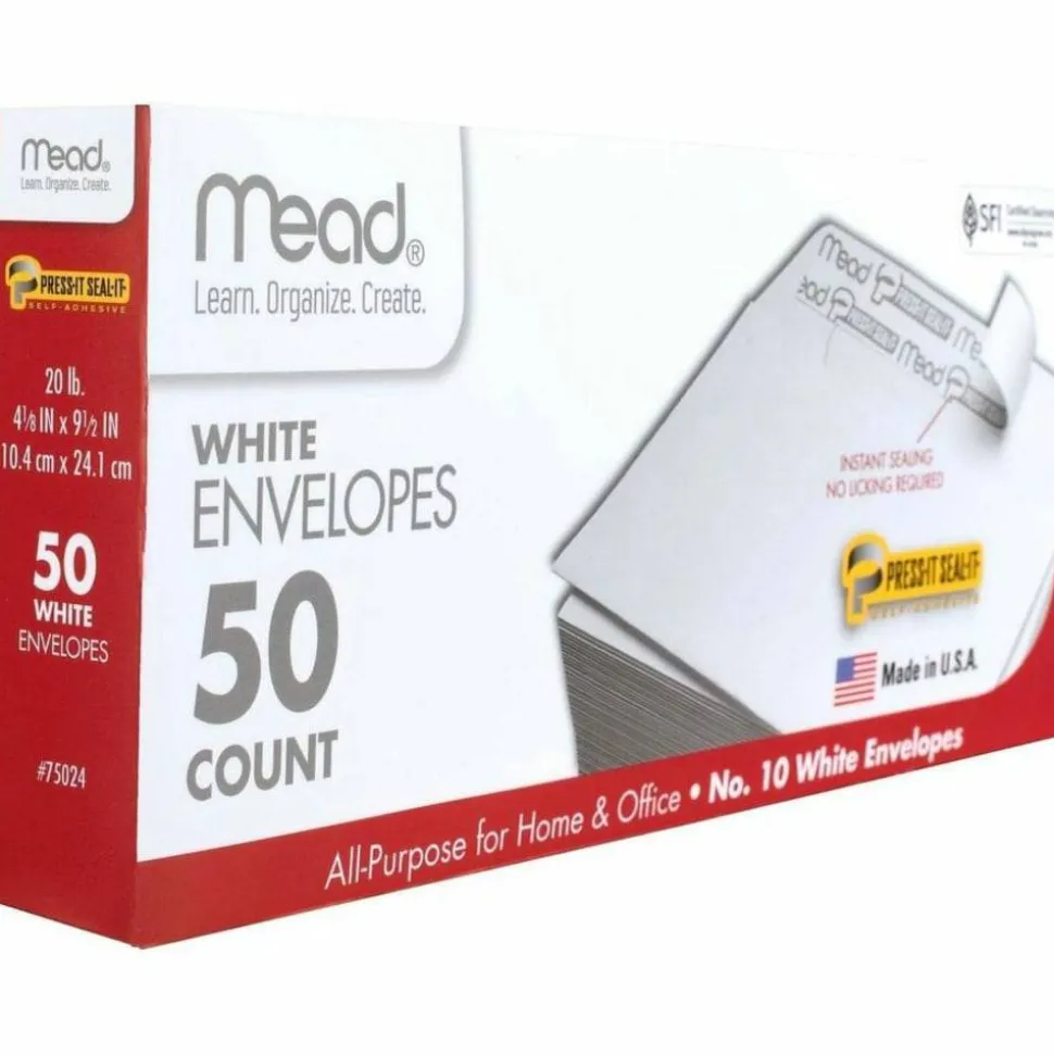 Mead Plain White Self-Seal Business Envelopes