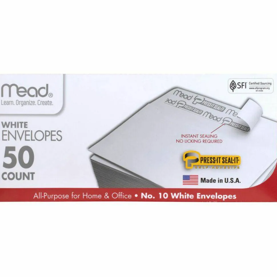 Mead Plain White Self-Seal Business Envelopes