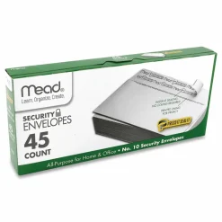 Mead Press-it Seal-it Self-Adhesive Security Envelope, #10, Monarch Flap, Self-Adhesive Closure, 4.25 x 9.13, White, 45/Box