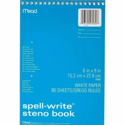Mead Spell-Write Wire Bound Steno Book, 6