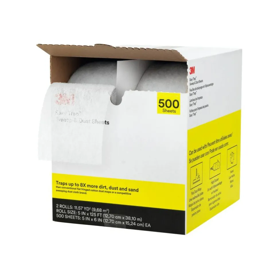 3M Easy Trap Duster Sweep And Dust Sheets, 5" x 6" x 125', 2 Rolls, 500 sheets