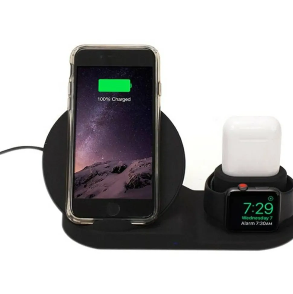 M-Edge 3-In-1 Charger For Apple Products, Black, CH-TRIP-P-B