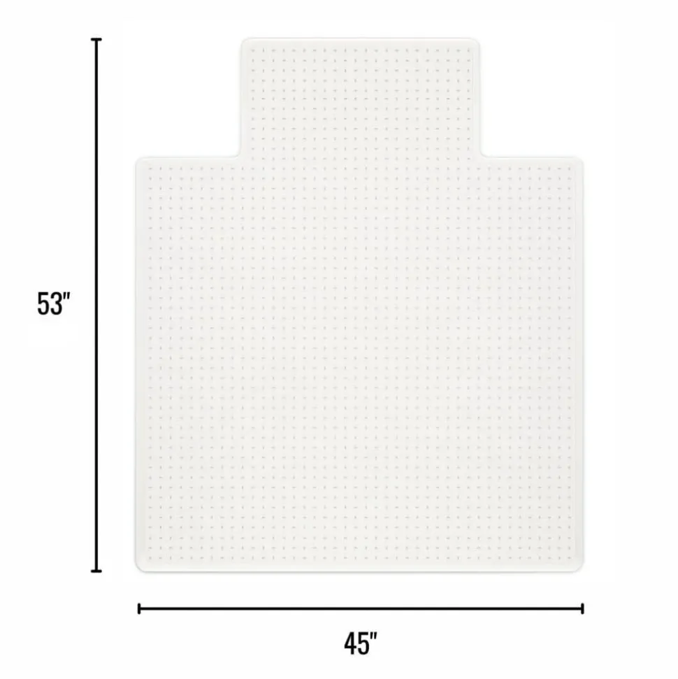 Medium Pile Chair Mat, Wide Lip, Ramped Edge, 45" x 53", Clear