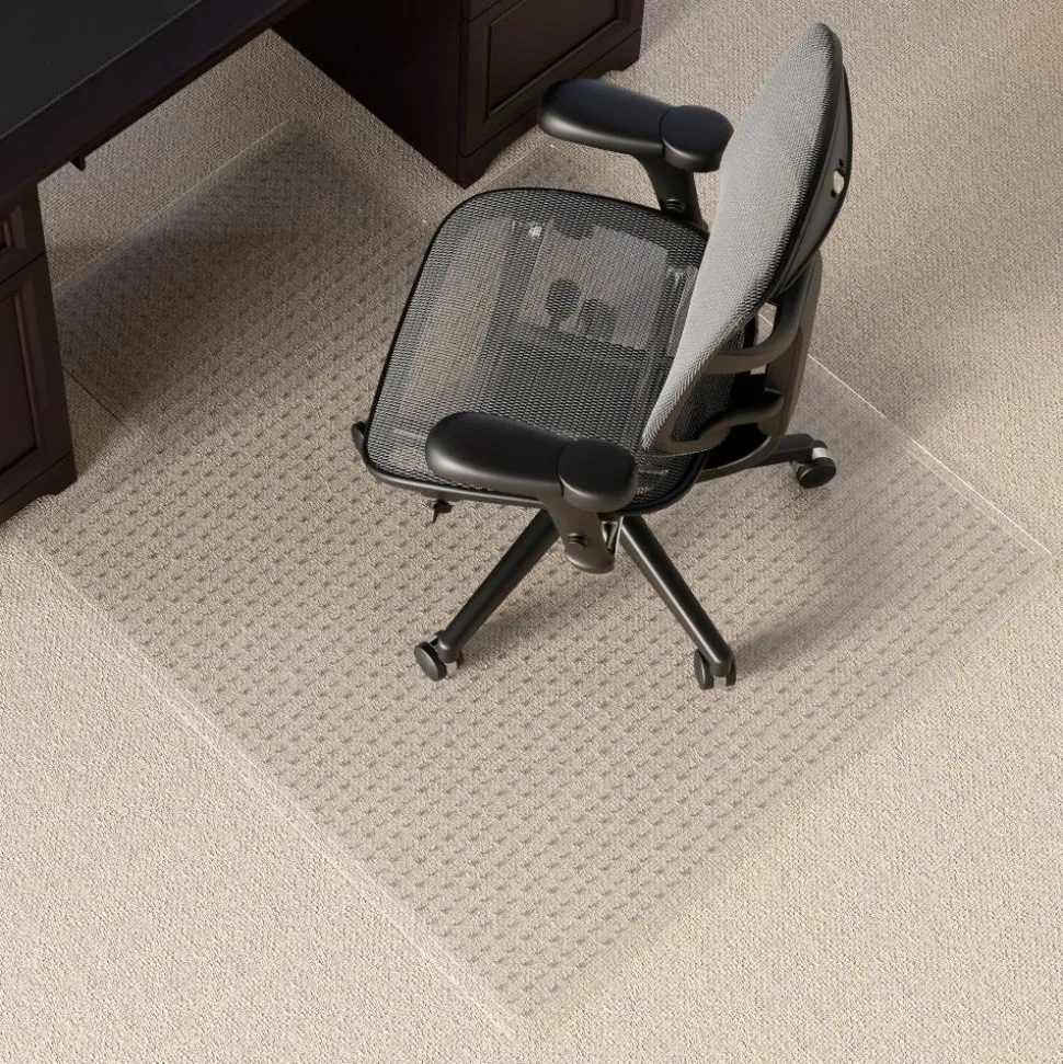 Medium Pile Chair Mat, Wide Lip, Ramped Edge, 45" x 53", Clear
