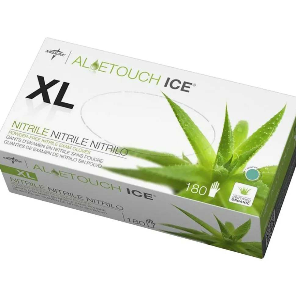 Medline AloeTouch Ice Nitrile Gloves, X-Large, Clear, Box Of 180