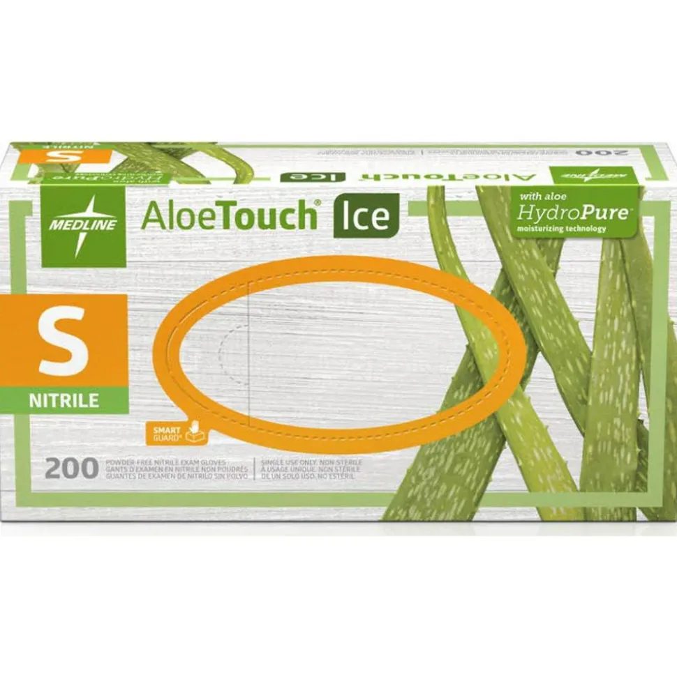 Medline AloeTouch Ice Nitrile Gloves, Small, Clear, Box Of 200
