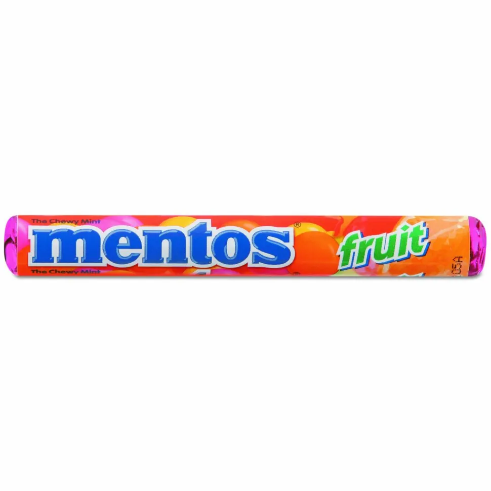 Mentos Chewy Mints, 1.32 oz, Mixed Fruit, 15 Rolls/Box