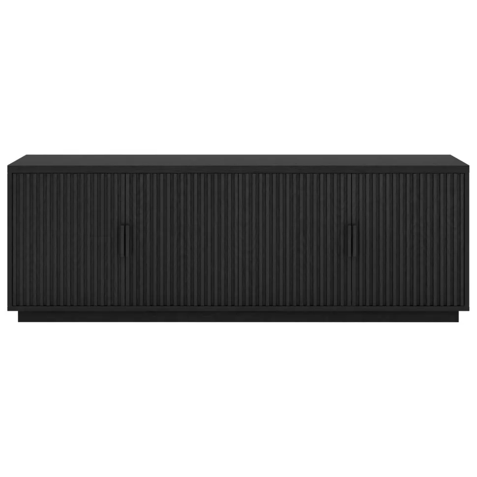 Mero Rectangular Fluted TV Stand for TV's up to 75" in Black Grain