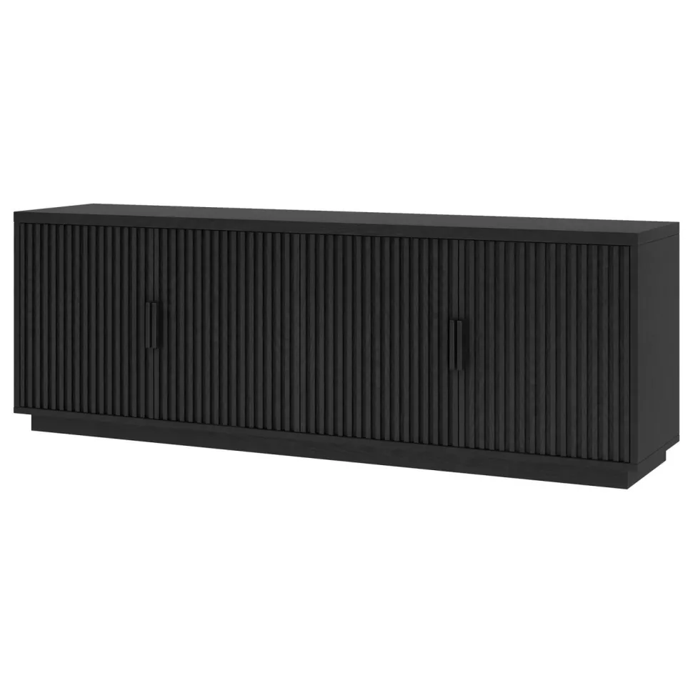 Mero Rectangular Fluted TV Stand for TV's up to 75" in Black Grain