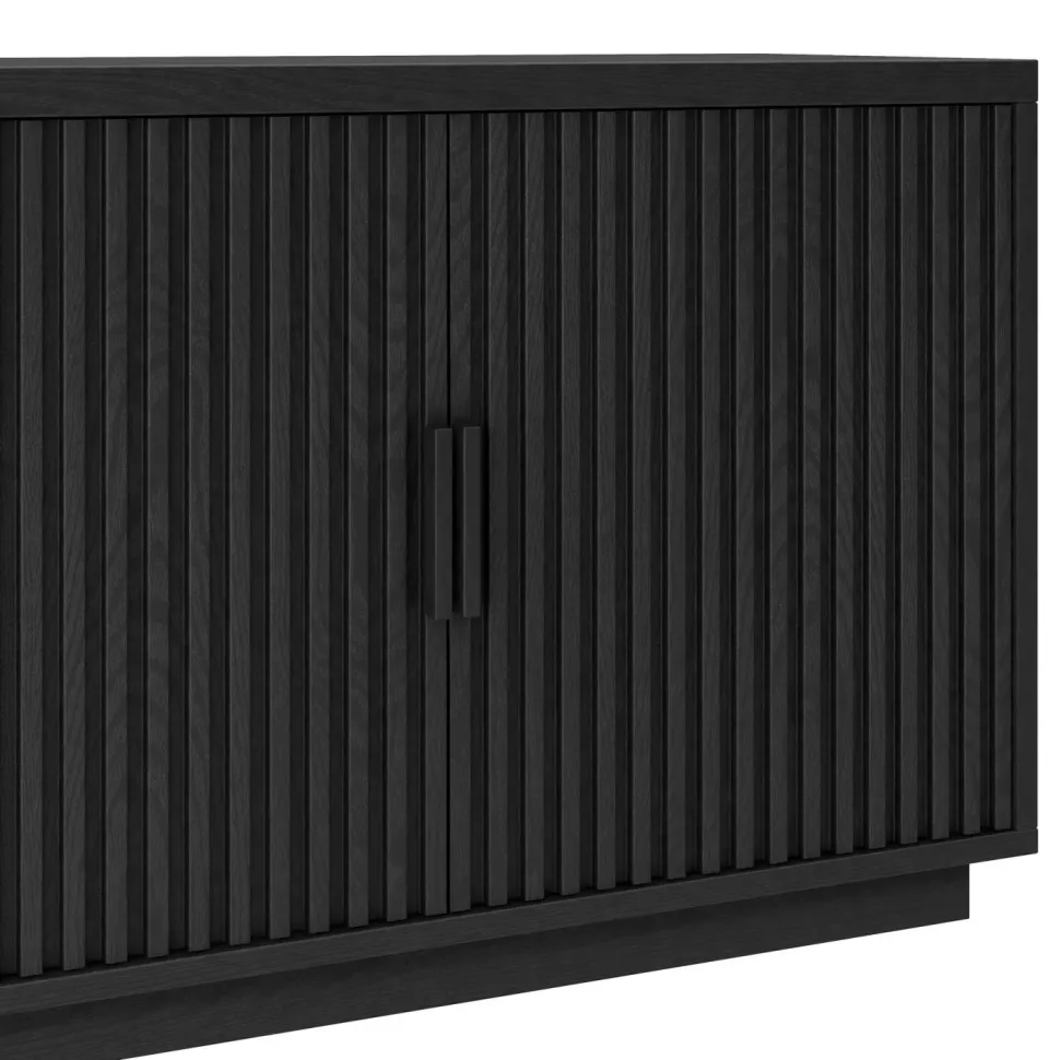 Mero Rectangular Fluted TV Stand for TV's up to 75" in Black Grain