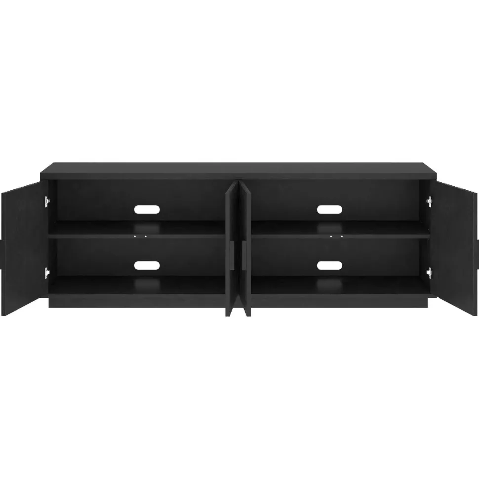Mero Rectangular Fluted TV Stand for TV's up to 75" in Black Grain