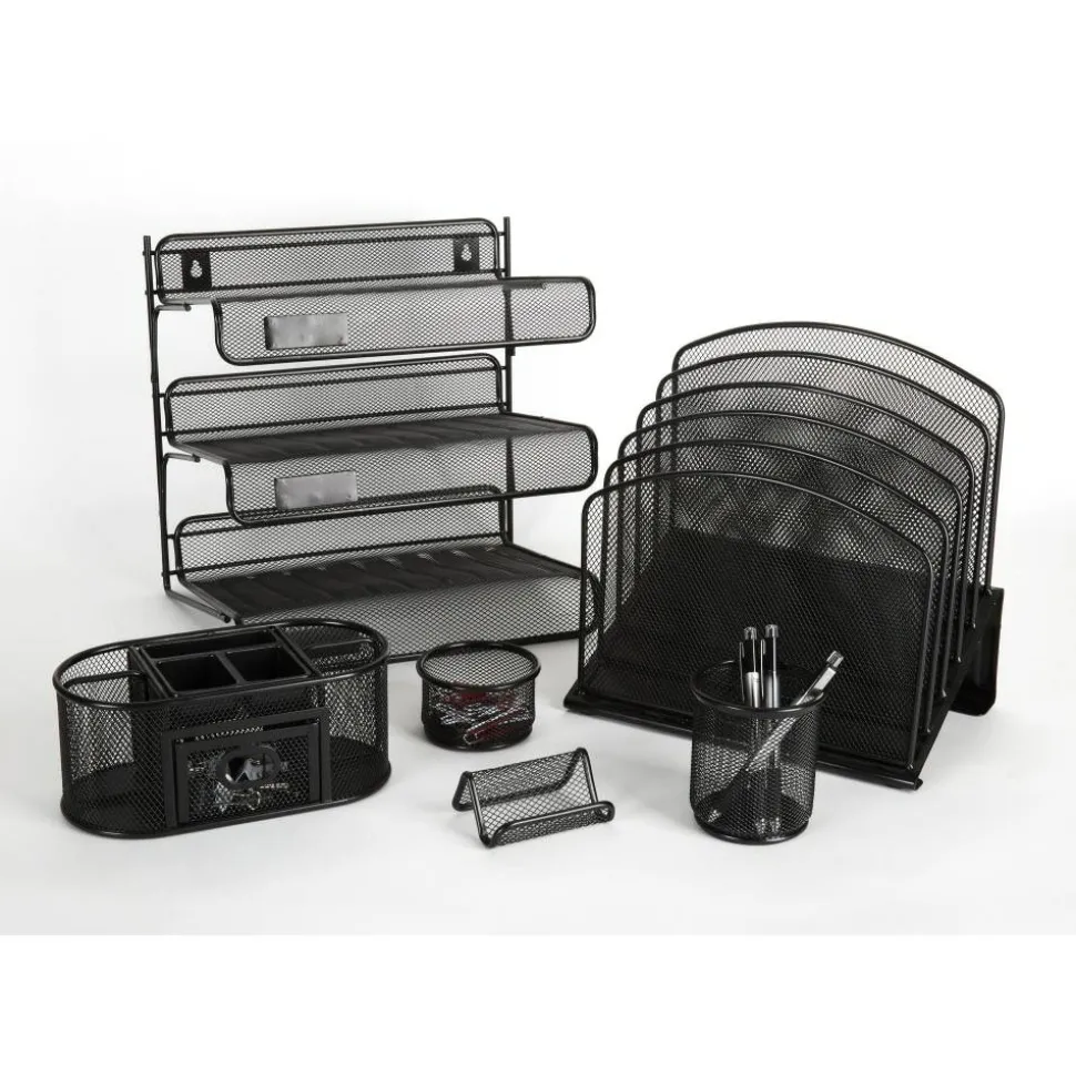 Mesh Oval Desk Organizer, Black