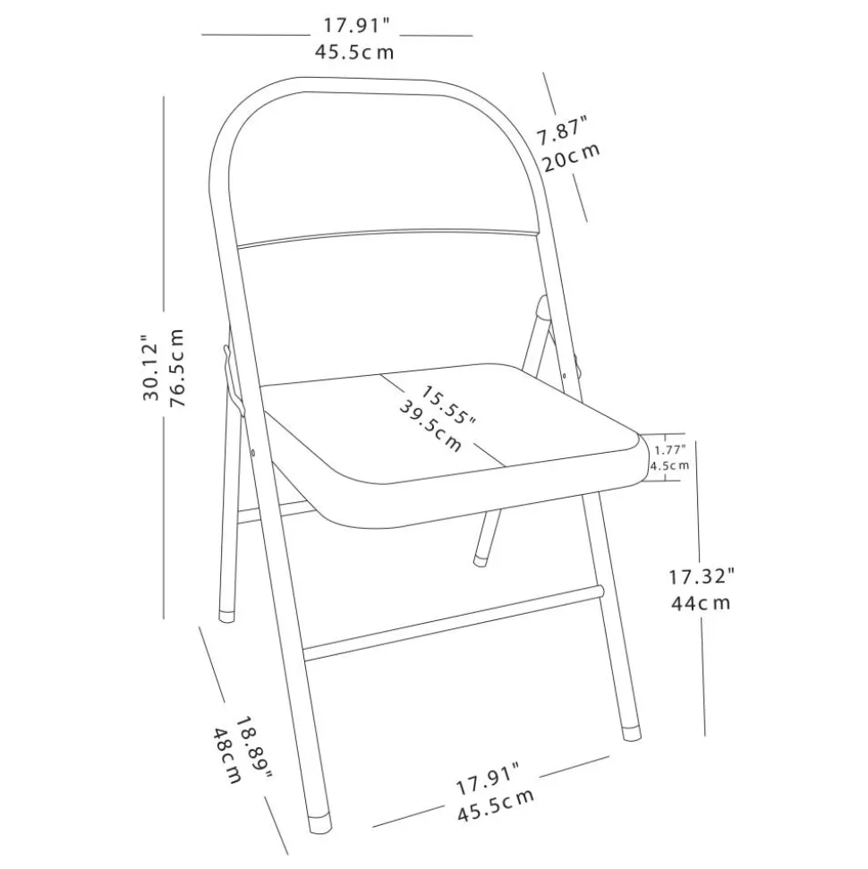 Metal Folding Chairs, Tan, Set Of 4 Chairs