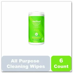 Method All Purpose Cleaning Wipes, 1 Ply, Lime and Sea Salt, White, 70/Canister, 6/Carton