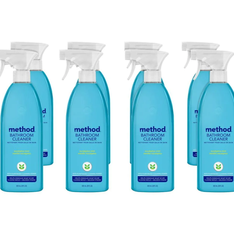 Method Daily Shower Spray Cleaner - 28 fl oz (0.9 quart) - Eucalyptus Mint Scent - Pleasant Scent, Non-toxic, Disinfectant - Blue - 8 / Carton