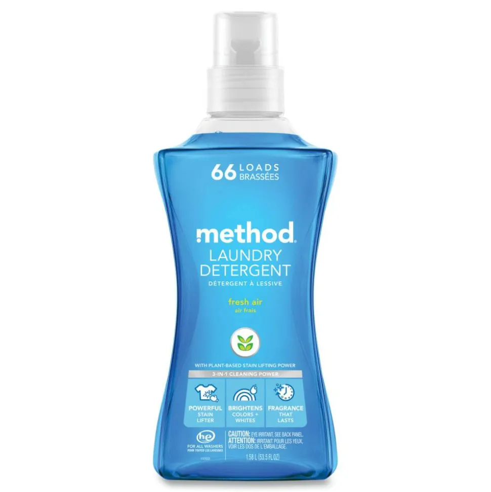 Method Laundry Detergent, Fresh Air Scent, 53.5 oz Bottle, 4/Carton