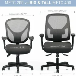 MFTC 200 Ergonomic Mesh Mid-Back Task Office Chair, Black, BIFMA Compliant