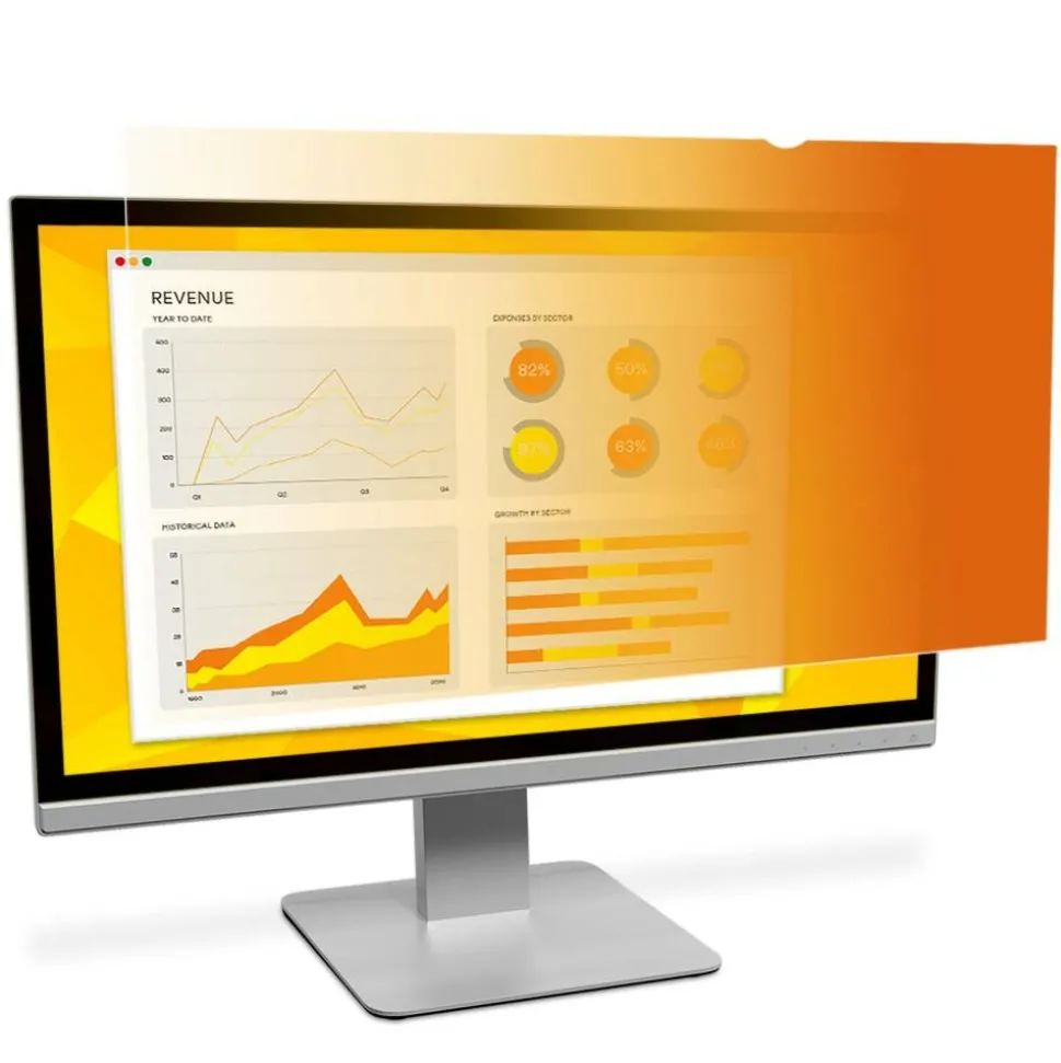 3M Gold Privacy Filter Screen for 22" Widescreen Monitors, 16:10 Aspect Ratio, Reduces Blue Light