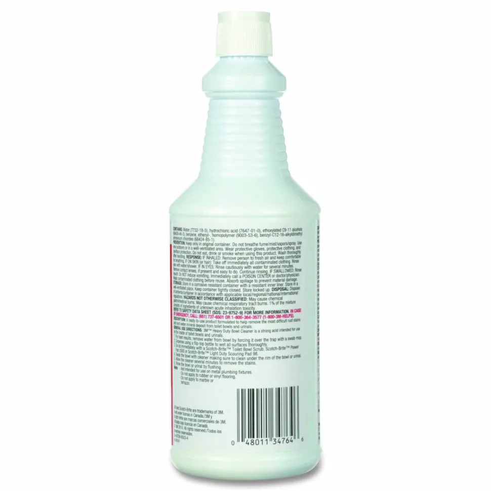 3M Heavy-Duty Bowl Cleaner, Unscented, 32 oz Bottle, 12/Carton
