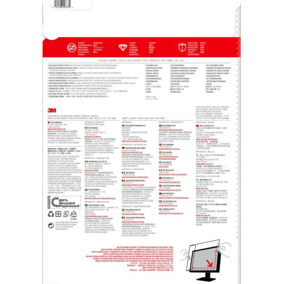 3M High Clarity Privacy Filter Screen for 21.5" Monitors, 16:9 Aspect Ratio, Reduces Blue Light