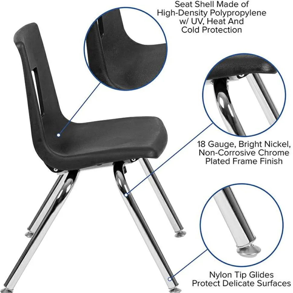 Mickey Advantage Black Student Stack School Chair - 14-inch