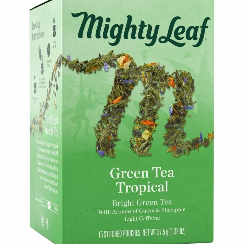 Mighty Leaf Tea Whole Leaf Tea Pouches, Green Tea Tropical, 15/Box