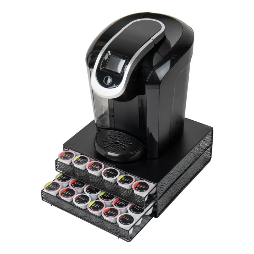 Mind Reader 2 Drawers Single Serve Coffee Pod Organizer, 5"H x 12-3/4"W x 13"L 72 Coffee Pod Capacity, Black