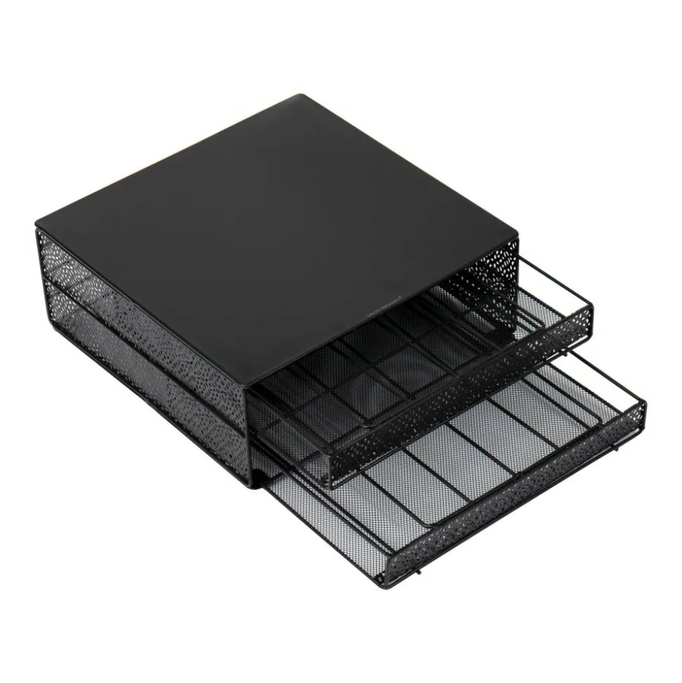 Mind Reader 2 Drawers Single Serve Coffee Pod Organizer, 5"H x 12-3/4"W x 13"L 72 Coffee Pod Capacity, Black