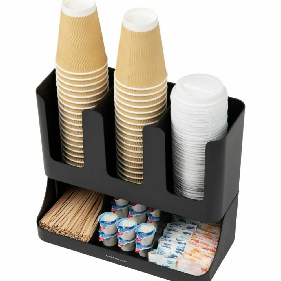 Mind Reader 6-Compartment 2-Tier Coffee Condiment And Cup Organizer, 11-1/2"H x 6-32/5"W x 13"D, Black