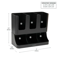 Mind Reader 6-Compartment 2-Tier Coffee Condiment And Cup Organizer, 11-1/2