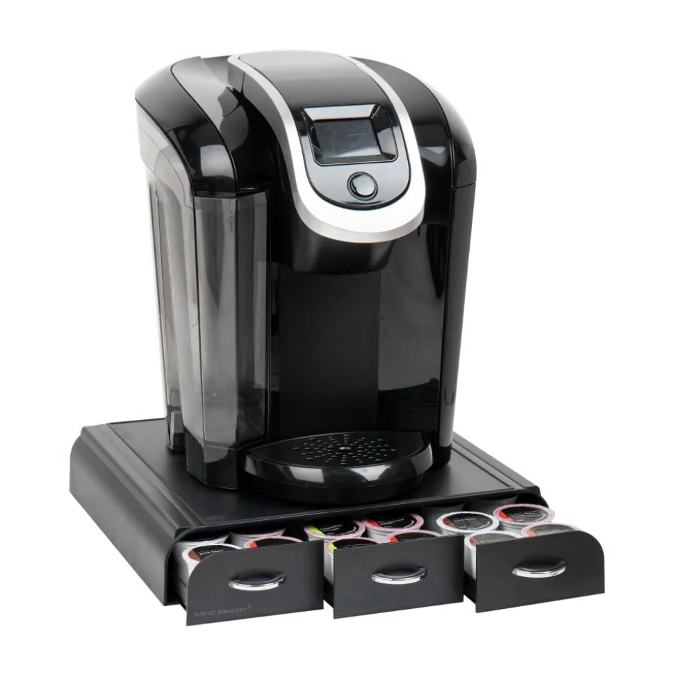 Mind Reader 3-Drawer Coffee Pod Drawer Organizer For 36 Coffee Pod Capacity, 2-1/2"H x 13-1/2"W x 12-1/4"D, Black