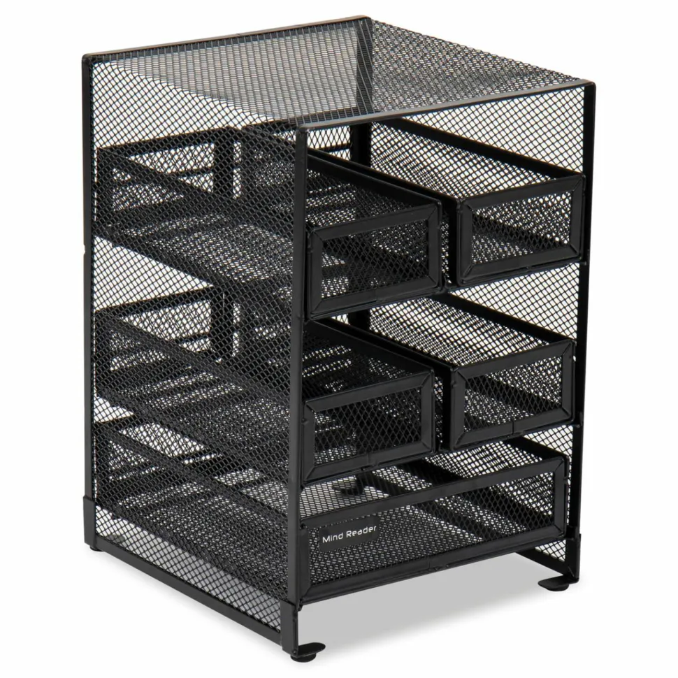 Mind Reader Network Collection 5-Compartment Tea Countertop Organizer, 6.75 x 7 x 10, Black
