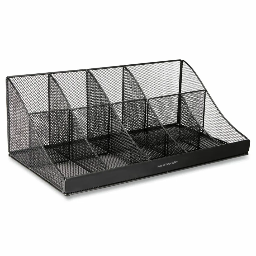 Mind Reader Network Collection 11-Compartment Coffee Cup and Condiment Countertop Organizer, 9.5 x 17.88 x 6.63, Black