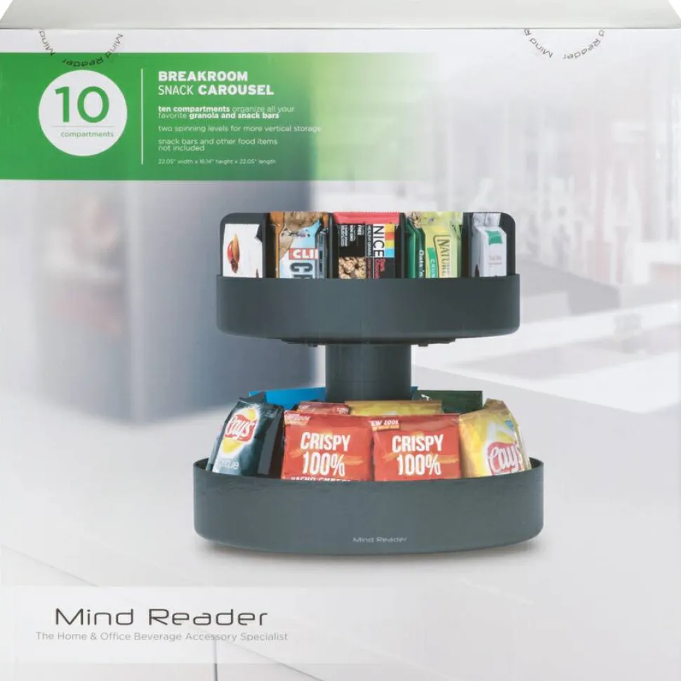 Mind Reader 2-Tier Lazy Susan Countertop Organizer, 14”H x 14-1/4”W x 14-1/4”L, Black