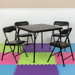 Mindy Kids Black 5 Piece Folding Table and Chair Set