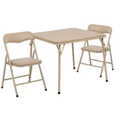 Mindy Kids Tan 3 Piece Folding Table and Chair Set