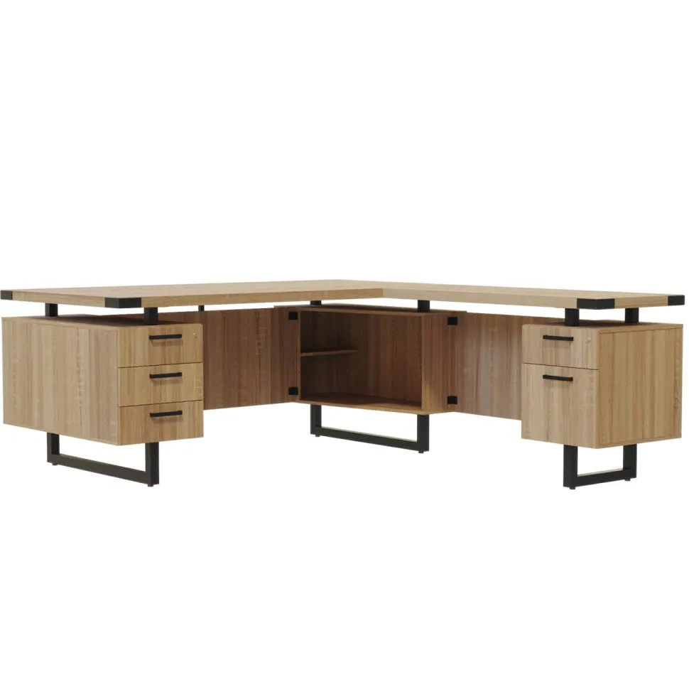 Mirella L-Shaped Configuration Desk, BBB/BF, Sand Dune