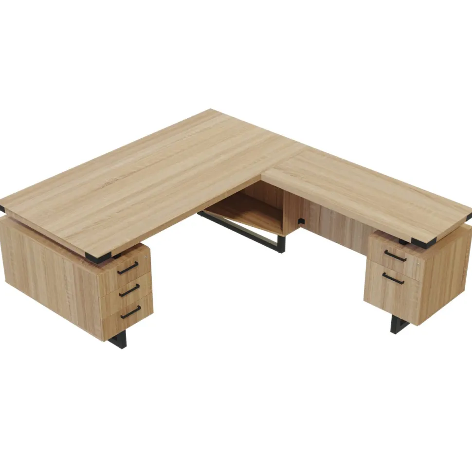 Mirella L-Shaped Configuration Desk, BBB/BF, Sand Dune