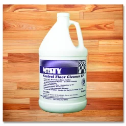 MISTY Neutral Floor Cleaner - For Multi Surface - Concentrate - Liquid - 128 fl oz (4 quart) - Lemon Scent Width - 4 / Carton - Pleasant Scent - Green