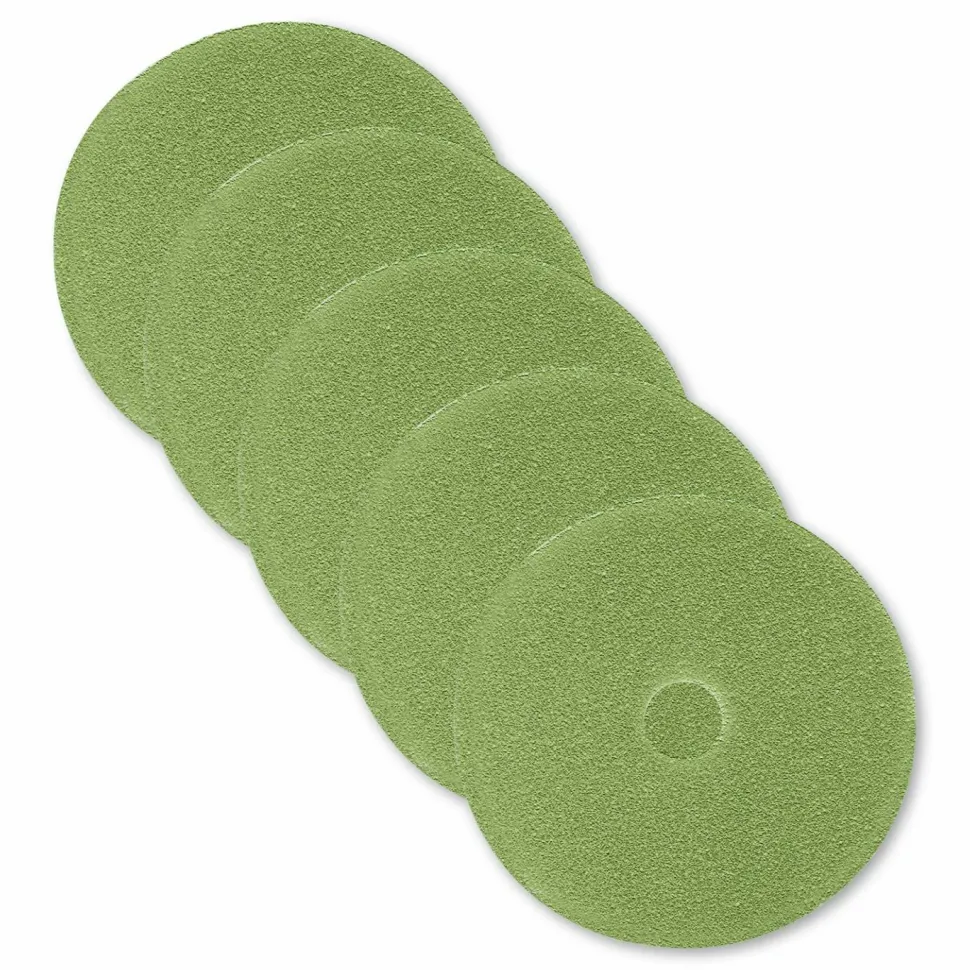 3M Low-Speed TopLine Autoscrubber Floor Pads 5000, 20" Diameter, Green/Amber, 5/Carton