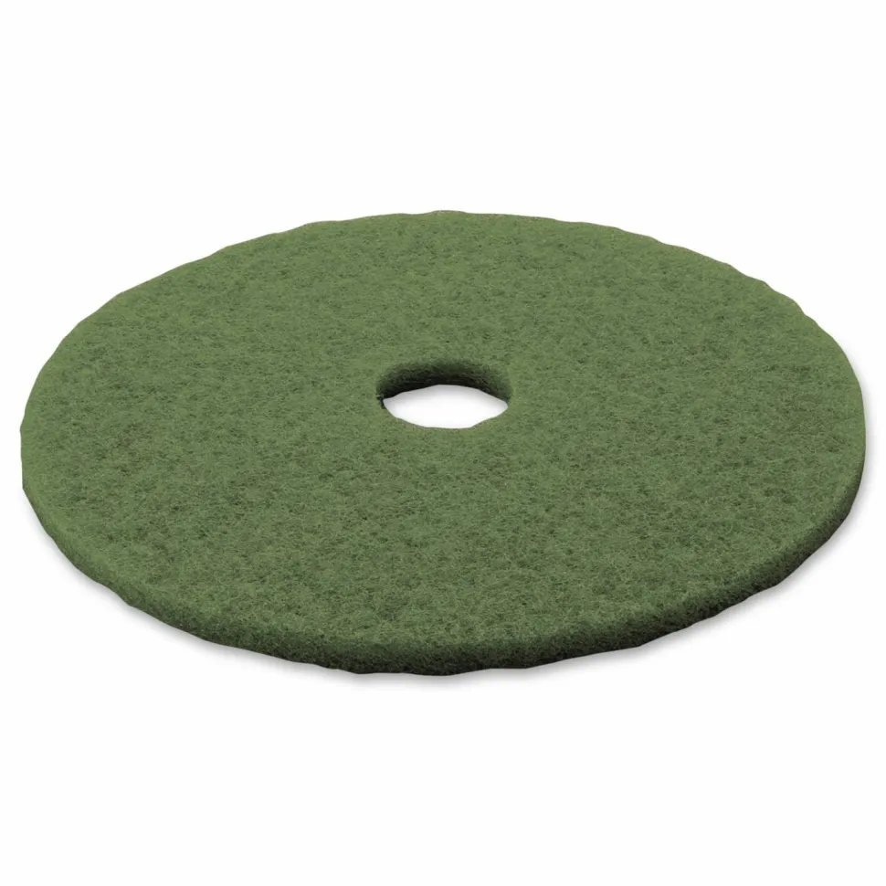 3M Low-Speed TopLine Autoscrubber Floor Pads 5000, 20" Diameter, Green/Amber, 5/Carton