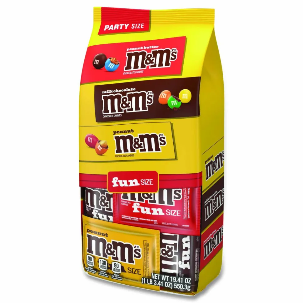 M & M's M and M's Milk Chocolate, Peanut and Peanut Butter Variety Pack Fun Size Chocolate Candy Assortment, 19.41 oz Bag