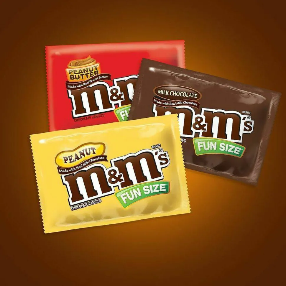 M & M's M and M's Milk Chocolate, Peanut and Peanut Butter Variety Pack Fun Size Chocolate Candy Assortment, 19.41 oz Bag