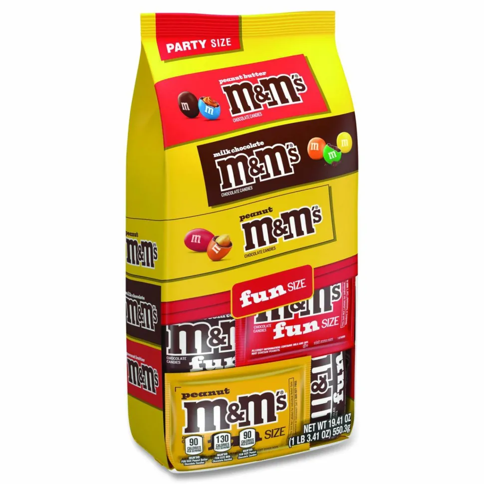 M & M's M and M's Milk Chocolate, Peanut and Peanut Butter Variety Pack Fun Size Chocolate Candy Assortment, 19.41 oz Bag