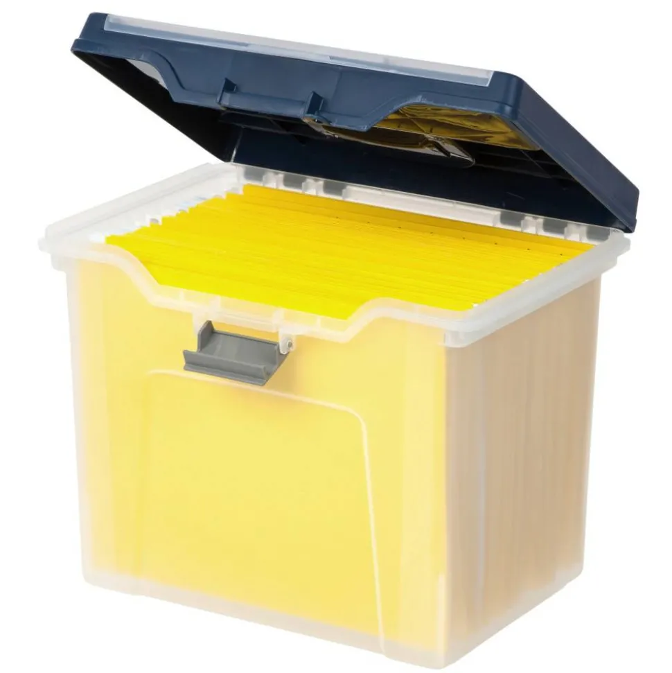 Mobile File Box, Large, Letter Size, 11-5/8"H x 13-13/6"W x 10"D, Clear/Blue