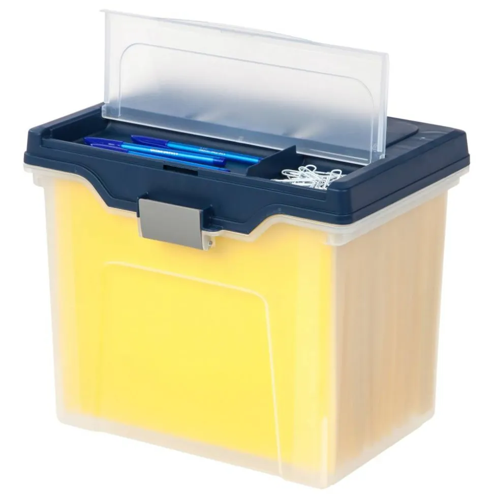 Mobile File Box, Large, Letter Size, 11-5/8"H x 13-13/6"W x 10"D, Clear/Blue
