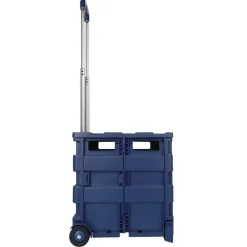 Mobile Folding Cart With Lid, 16"H x 18"W x 15"D, Blue